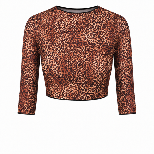 Tan Through Long Sleeve Top - Mini Feline