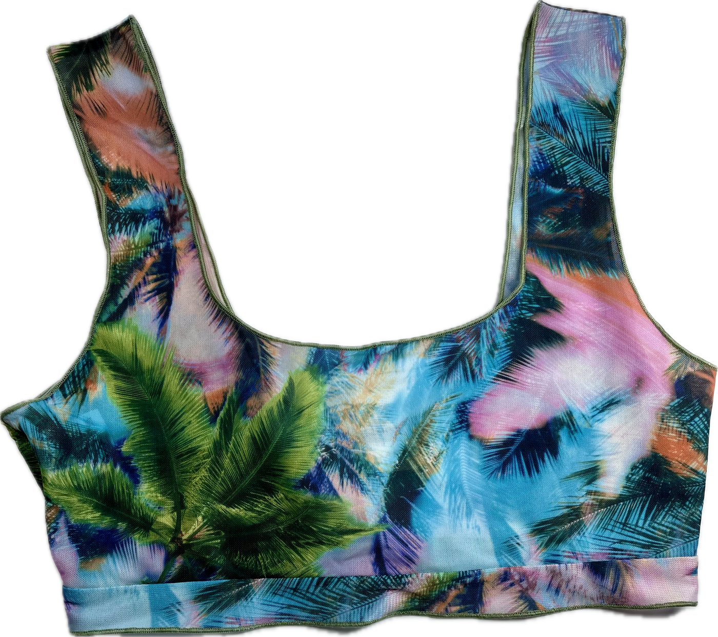 Crop Top Tan Through Bikini - Electric Palm