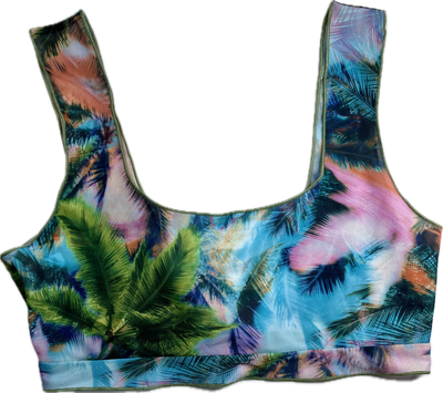 Crop Top Tan Through Bikini - Electric Palm
