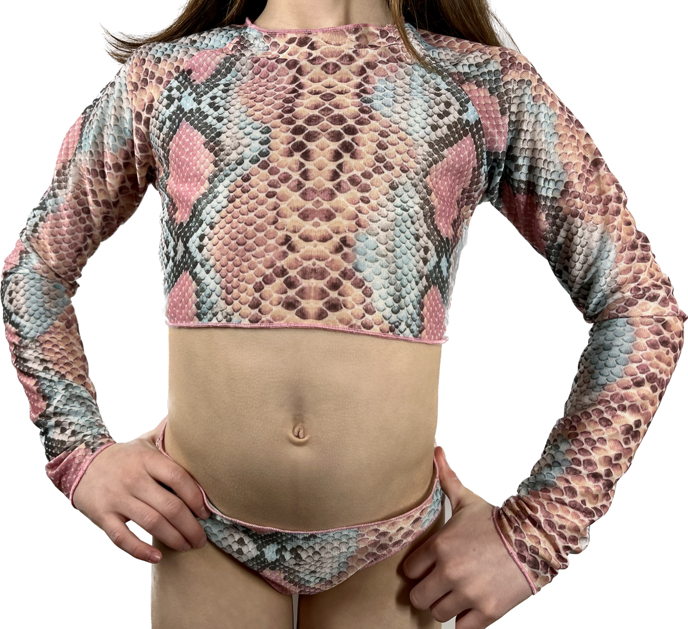 UV Protective Long Sleeve Girls Bikini Set