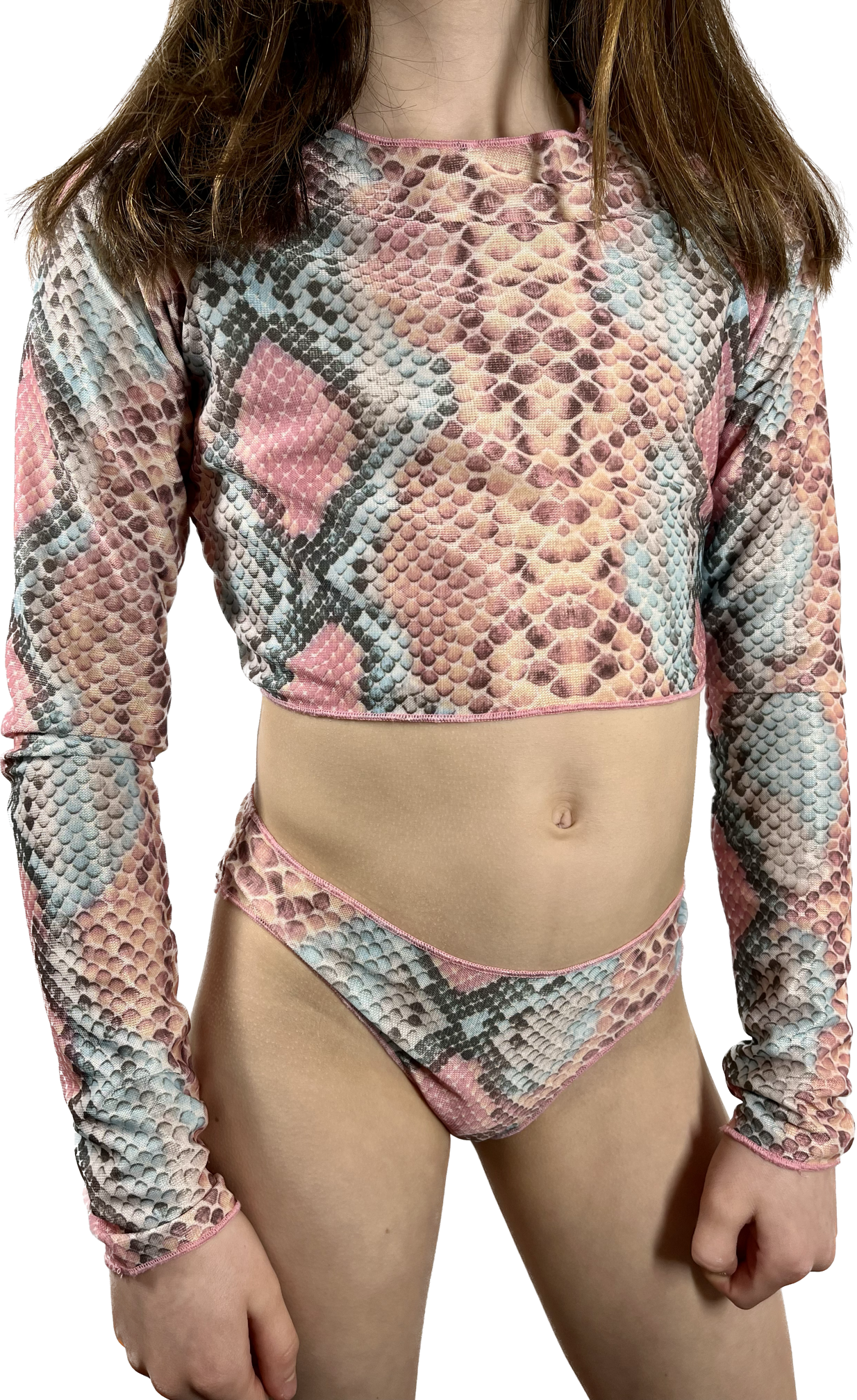 UV Protective Long Sleeve Girls Bikini Set