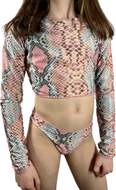 UV Protective Long Sleeve Girls Bikini Set