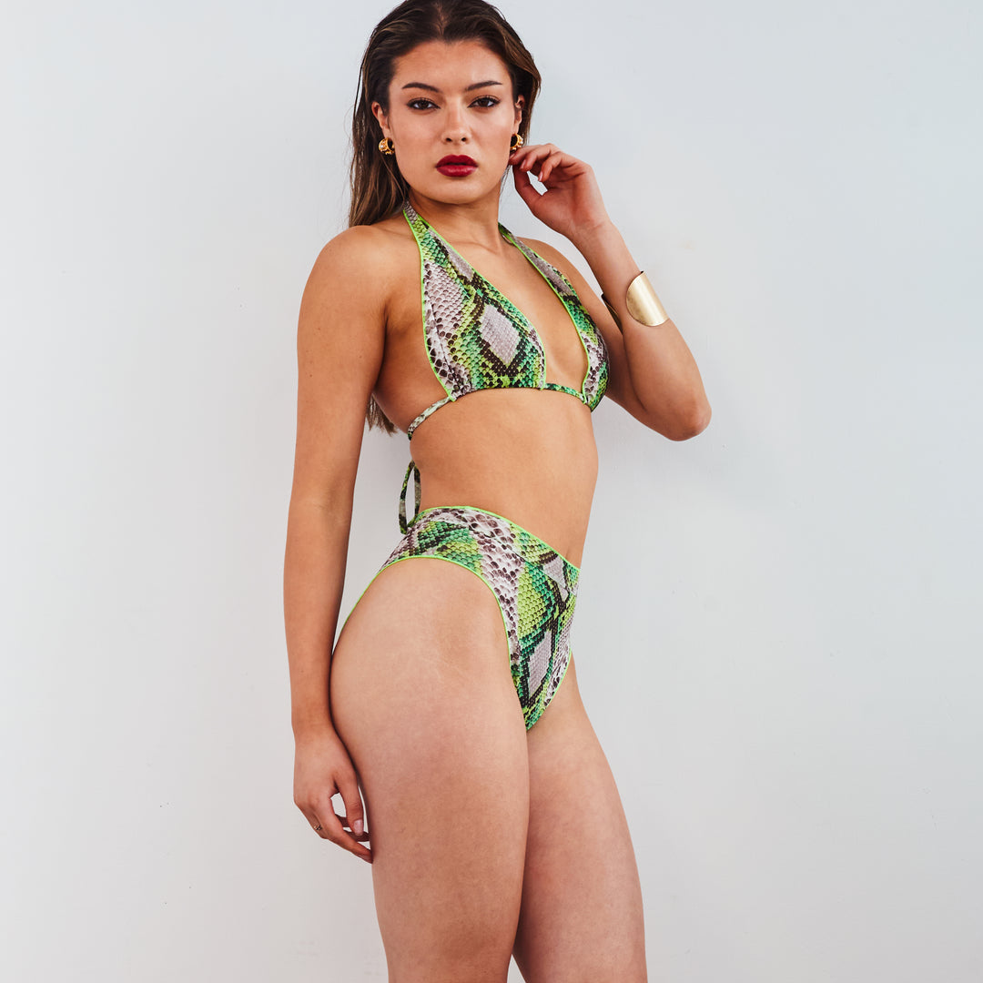 Tan Through Neon Green Snake Bikini - LIMITED DROP