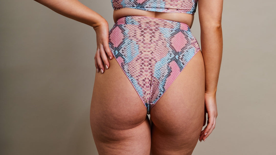 Tan Through High Waisted Bottom - Dark Multi