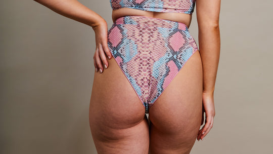 Tan Through High Waisted Bottom - Dark Multi