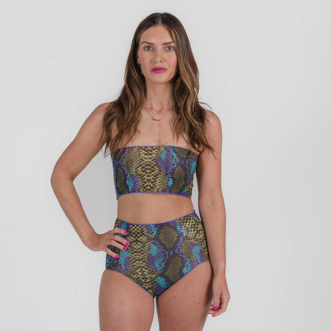Tan Through  2 in 1 Bandeau Bikini Set - Dark Multi