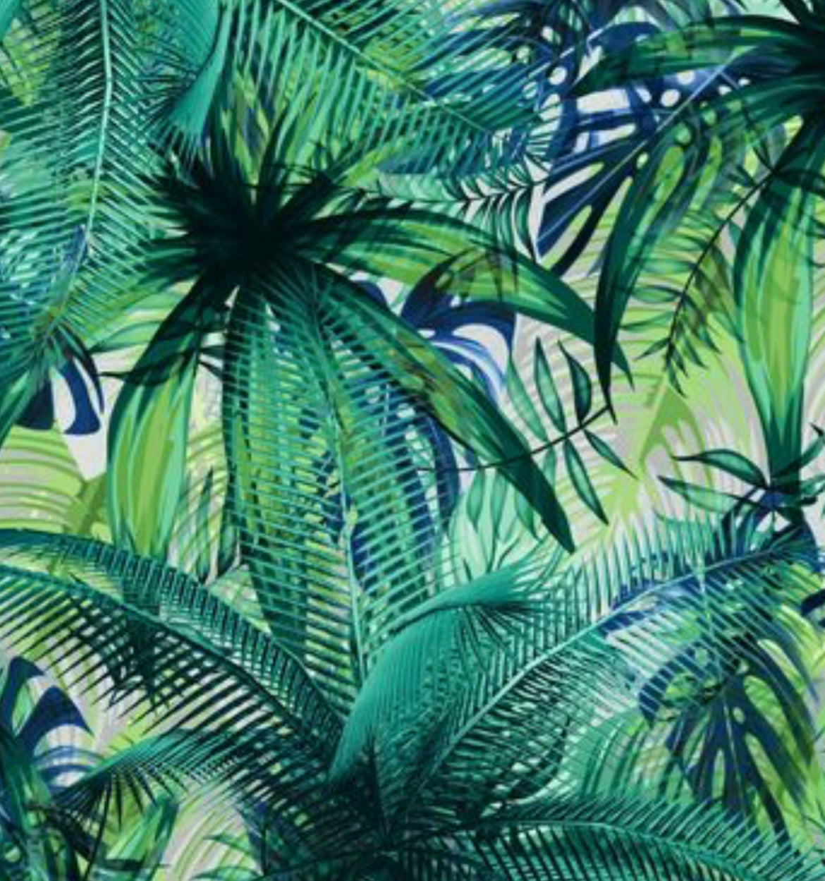 Crop Top Tan Through Bikini - Tropical Palm Green