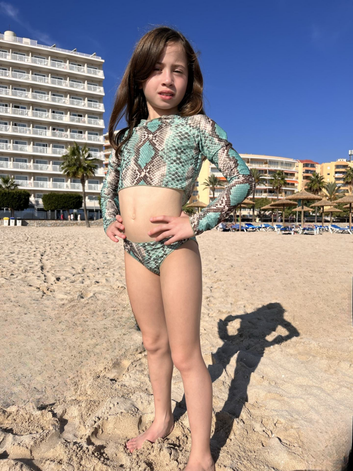 UV Protective Long Sleeve Girls Bikini Set