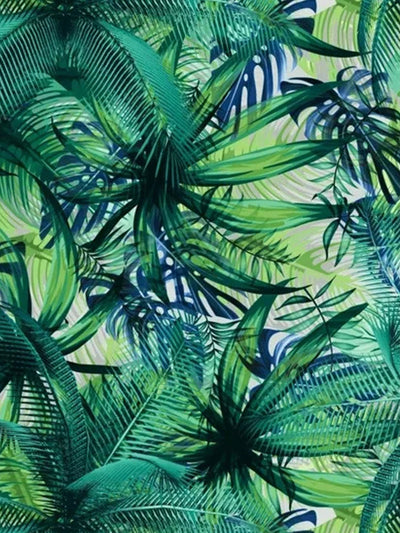 Tan Through Bikini Top Long Sleeve - Tropical Palm Green